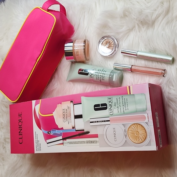 BNEW CLINIQUE VACATION GLOW ESSENTIALS MOISTURE SURGE WATERPROOF MASCARA CHEEK - Picture 1 of 12